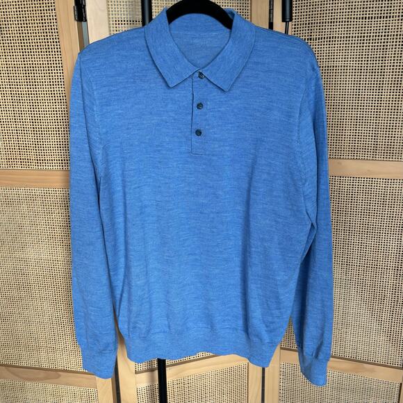 Blue wool pullover sweater collared size medium - Picture 3 of 5